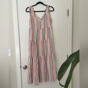 Marine Layer Corinne Maxi Dress in Multi Stripe, size Sm